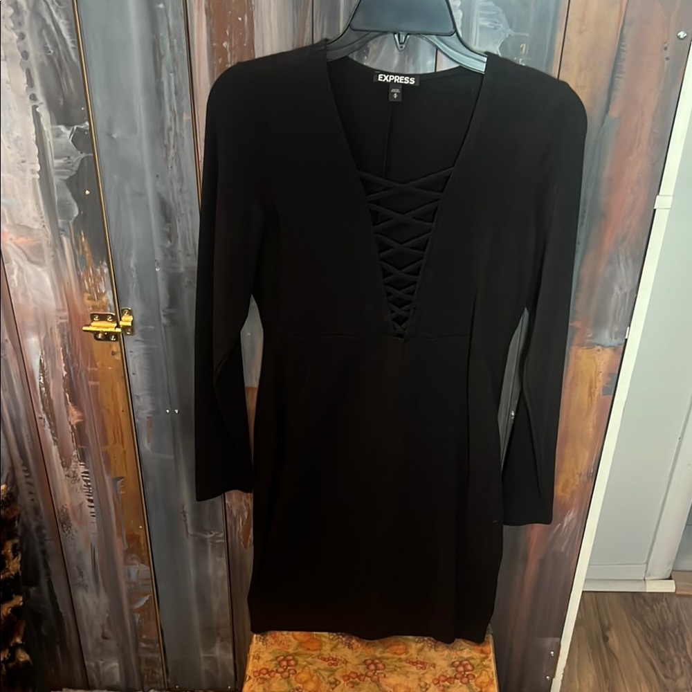 Express Black Lace-Up Dress